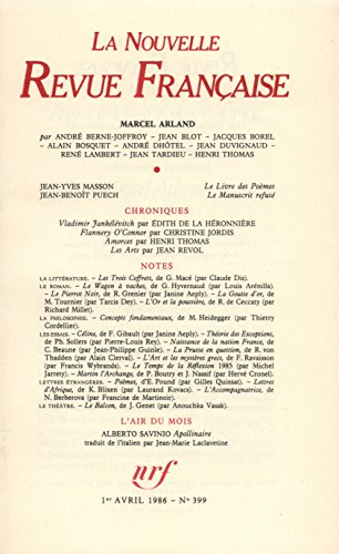 Nouvelle revue française, n° 399