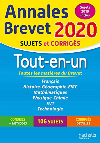 Annales brevet 2020, tout-en-un, toutes les matières du brevet : sujets et corrigés, sujets 2019 inc