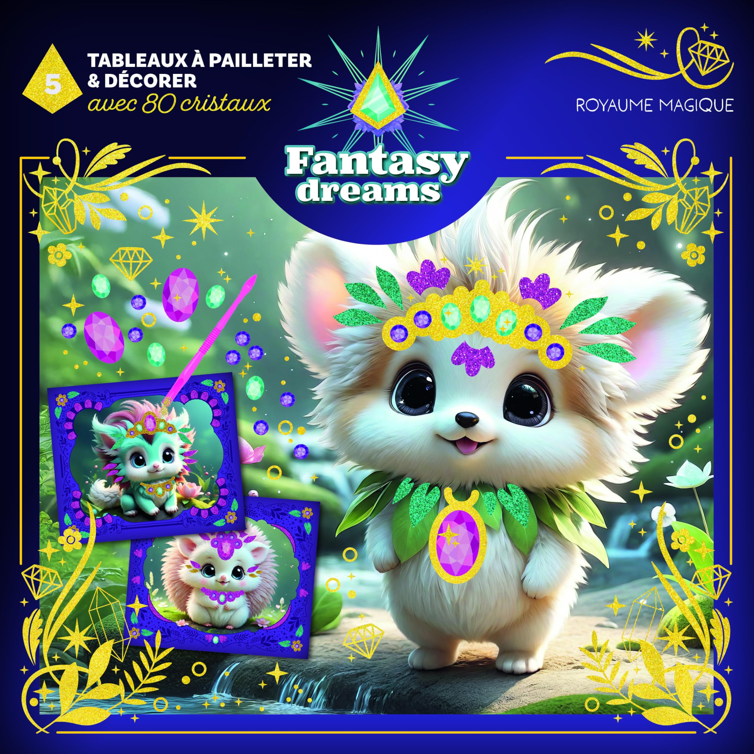 Royaume magique : 5 tableaux à pailleter & décorer avec 80 cristaux