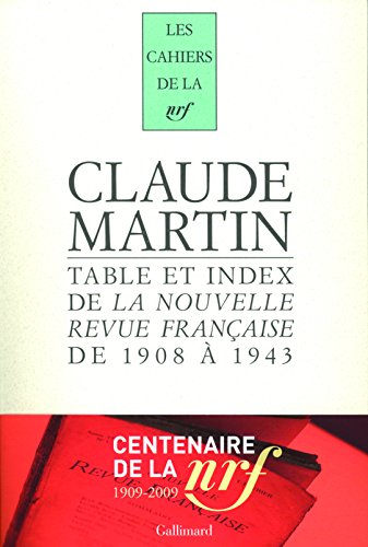 Table et index de la Nouvelle revue française de 1908 à 1943