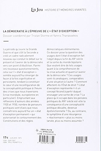 En jeu : histoire et mémoires vivantes, n° 5. La démocratie à l'épreuve de l'état d'exception