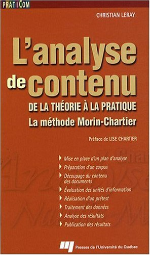 L'analyse de contenu : de la théorie à la pratique : la méthode Morin-Chartier