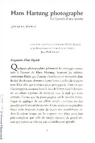 Hans Hartung photographe : la légende d'une oeuvre