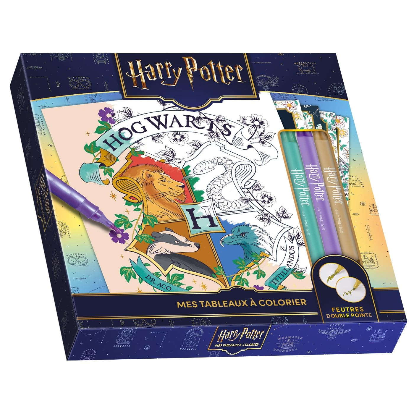 Harry Potter : Mes tableaux à colorier : Avec 3 feutres brillants