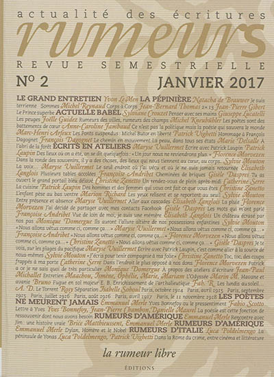 Rumeurs : actualité des écritures, n° 2