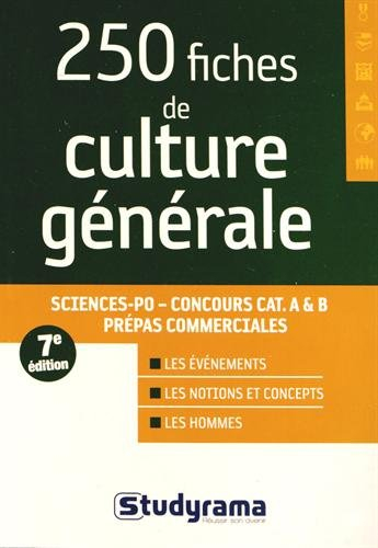 250 fiches de culture générale : Sciences Po, concours cat. A & B, prépas commerciales : les événeme