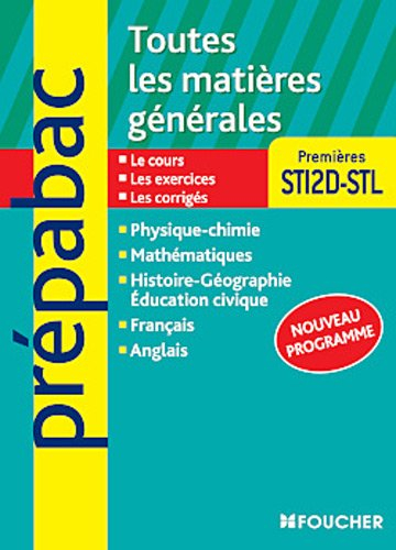 Toutes les matières générales, premières STI2D-STL