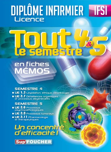 Diplôme infirmier licence IFSI, tout le semestre 4 & 5 en fiches mémos : semestre 4, UE 1.3 UE 2.7, 