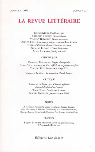 La Revue littéraire, N° 27 :