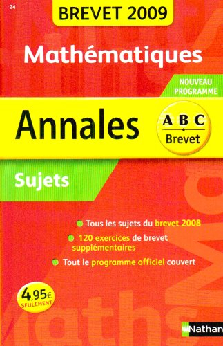 Mathématiques : sujets non corrigés, brevet 2009