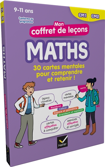 Mon coffret de leçons maths, CM1-CM2, 9-11 ans : 30 cartes mentales pour comprendre et retenir ! : c