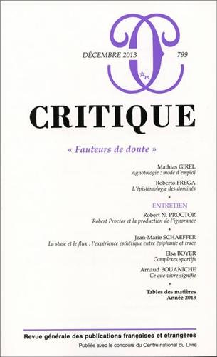 Critique, n° 799. Fauteurs de doute