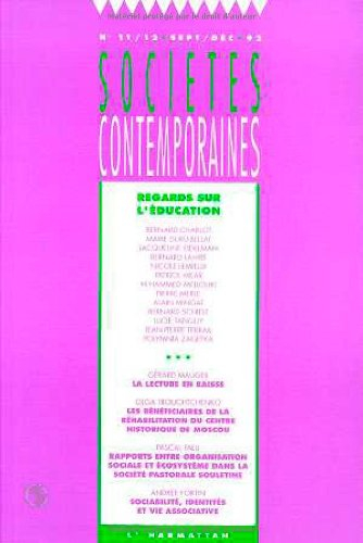 Sociétés contemporaines, n° 11-12. Regards sur l'éducation