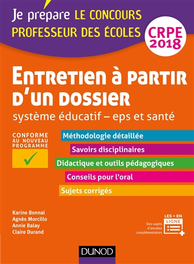 Entretien à partir d'un dossier : système éducatif, EPS et santé, CRPE 2018 : professeur des écoles,