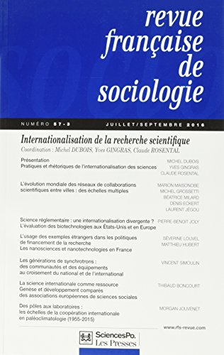 Revue française de sociologie, n° 57-3. Internationalisation de la recherche scientifique