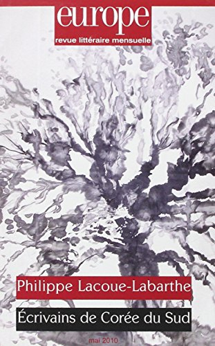 Europe, n° 973. Philippe Lacoue-Labarthe
