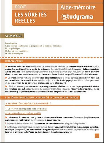 Les sûretés réelles