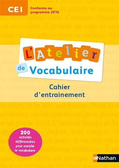L'atelier de vocabulaire : cahier d'exercices : CE1, cycle 2