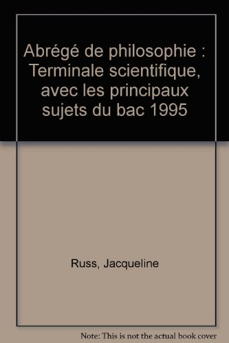 Abrégé de philosophie, terminales scientifiques