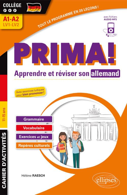 Prima ! apprendre et réviser son allemand : cahier d'activités, collège 5e, 4e, 3e, A1-A2, LV1-LV2, 
