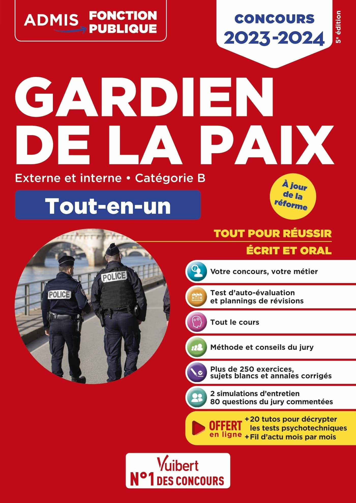 Gardien de la paix : externe et interne, catégorie B, tout-en-un : concours 2023-2024