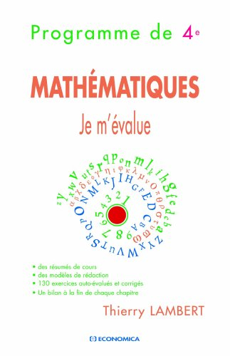 Mathématiques : je m'évalue : programme de 4e
