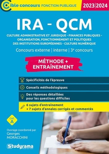 IRA-QCM 2023-2024 : culture administrative et juridique, finances publiques, organisation, fonctionn