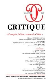 Critique, n° 766. François Jullien, retour de Chine