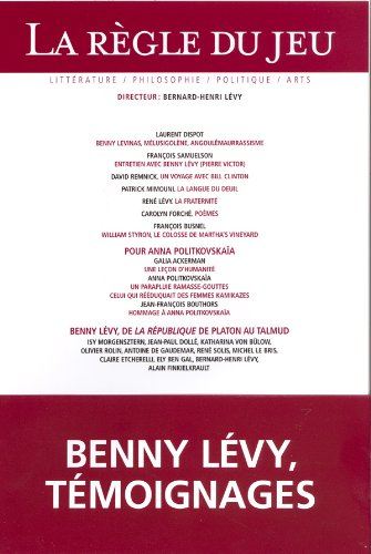 Règle du jeu (La), n° 33. Benny Lévy, de la République de Platon au Talmud