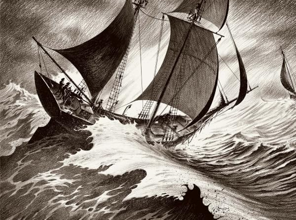 Marines : vents, tempêtes, pinceaux secs et crayons gras