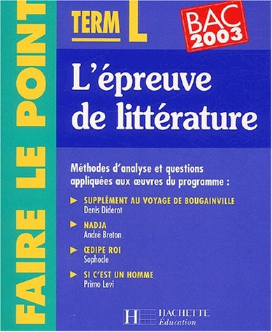 L'épreuve de lettres, terminales L-ES : bac 2003